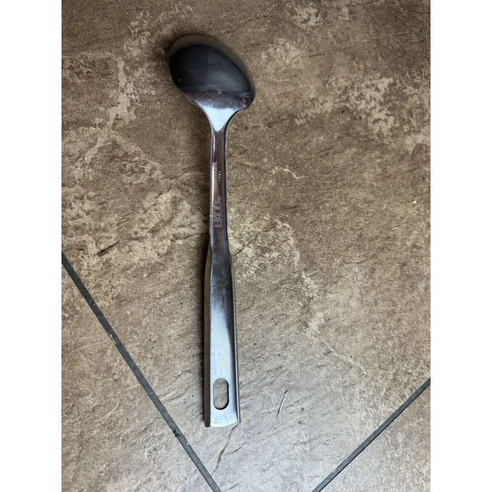 Ecko Vintage Stainless Cooking Spoon With Black Riveted Handle